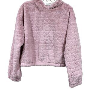 Pink Heart Pattern Super Soft pastel pink Plush Hoodie By No Boundaries XL